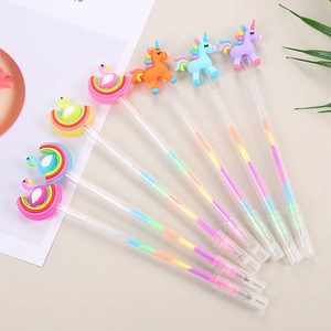 Set de 8 stylos gel mignons flamant et licorne avec recharges d'encre couleur arc-en-ciel