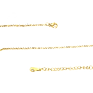 Detail of 18K gold plated stainless steel necklace chain with lobster clasp and stamp