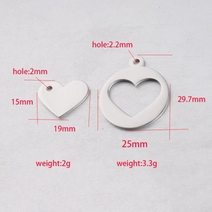 Stainless steel hollow heart and solid heart charms set for DIY jewelry pendants