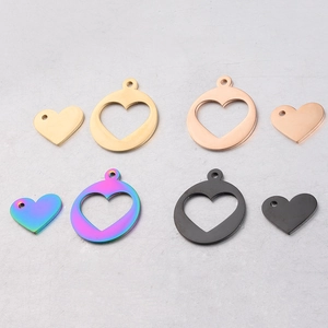 Stainless steel hollow heart pendants set in gold, rose gold, rainbow and black colors