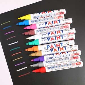 Set of 12 multi-color oil-based paint markers for graffiti and signing on dark surfaces