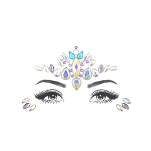 Luminous glowing face gems with white AB resin crystals for forehead and eye decoration