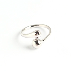 Minimalist S925 sterling silver open ring featuring spherical beads on a white background