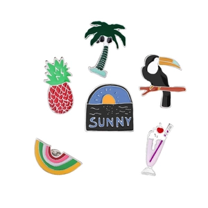 Summer Enamel Pin Badges Alloy Pineapple Rainbow Bird Sunny Cartoon Brooches For Clothing Bags Decor