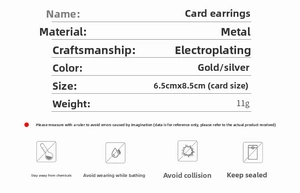 Detailed size specifications and care instructions for 12 pairs metal stud earrings