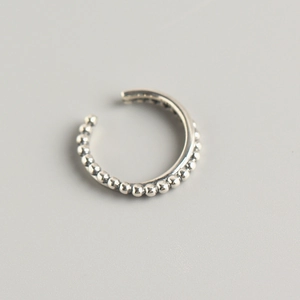 Minimalist S925 sterling silver bead open ring with cross line design for women