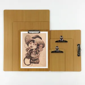 Set of multi-size wooden clipboards with strong metal flat clips for office use