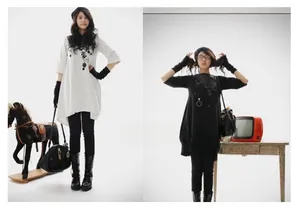 Detailed view of the loose-fit long sleeve tunic top with irregular hemline for women