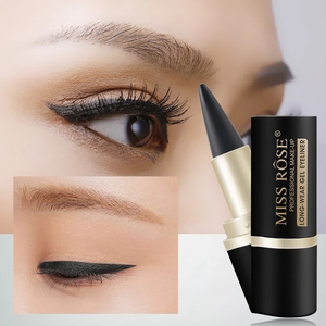 Detail showing Miss Rose black waterproof gel eyeliner application and product texture