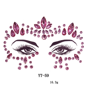 Pink rhinestone face jewels stickers YT-59 for masquerade makeup and festival decor