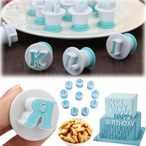 Alphabet and number cookie plunger cutter set for fondant cake decorating and baking