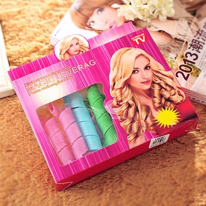 Magic Leverag DIY spiral hair curler set in pink and blue colors with window gift box