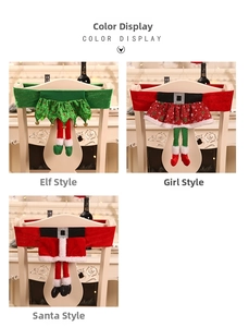 Trois housses de chaise de Noël festives en styles lutin, fille et Père Noël