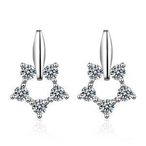 Korean Style Minimalist Copper Rhinestone Five-Pointed Star Stud Earrings Silver Plated Sparkly Star Jewelry For Women