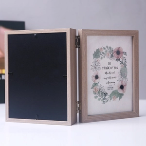 6x7 inch double folding wooden shadow box frame for DIY dried flowers and 5x7 inch photos