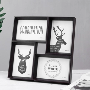 American style 4x6 multi-picture frame collage in dark wood finish for tabletop or wall