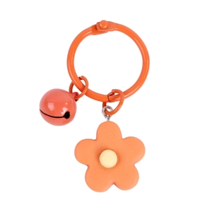 Creative orange flower and bell keychain charm for bags or headphone cases