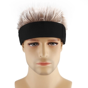 Men's retro brimless sailor cap with creative spiky blonde wig hair extension