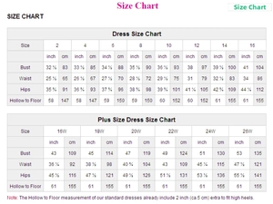 Detailed size chart for minimalist lace wedding dress including standard and plus sizes