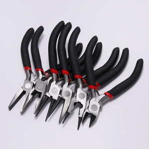 Eight-piece DIY jewelry tool set with needle nose, round, and diagonal cutting pliers