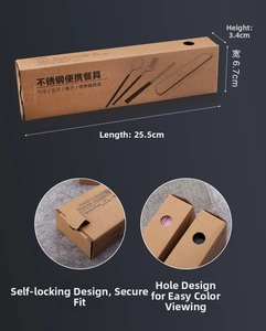 Corrugated paper packaging box dimensions 25.5x6.7x3.4cm for stainless steel cutlery set