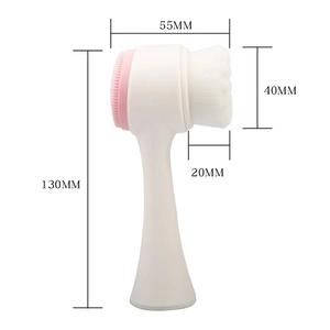 Spazzola per pulizia viso in silicone a doppia faccia con setole morbide e dimensioni