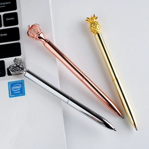 Metal Ballpoint Pen Creative Crown Heart Pineapple Topper Elegant Electroplated Writing Tool For Office Business Gift