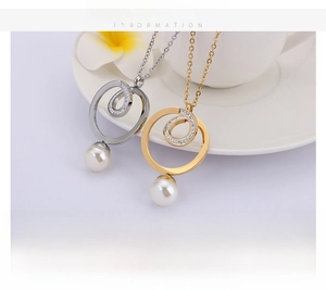 Detailed view of the gold and silver necklace sets with cubic zirconia and shell pearls