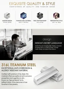 Detailed infographic showing 316L titanium steel material properties and design concept
