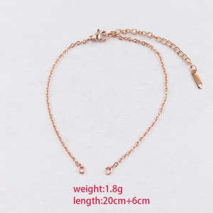 2mm rose gold stainless steel link chain bracelet with lobster clasp and extension