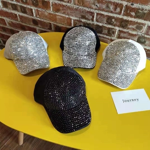 Fashion Women Bling Rhinestone Baseball Cap Adjustable Polyester Sparkly Glitter Sun Hat Sparkle Rhinestone Snapback Hat