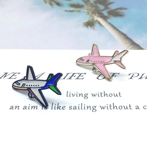 Pink glitter airplane metal brooch and colorful creative aircraft lapel pin set