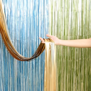 Tenda a frange metalliche dorate per decorazione di pareti per matrimoni e compleanni