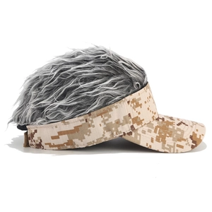 Creative camouflage baseball cap with grey wig spikes for outdoor street golf style