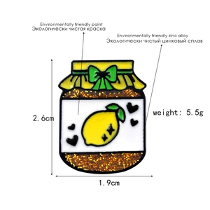 Creative enamel lemon jam jar brooch in zinc alloy with eco-friendly paint finish