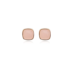 Elegant geometric square earrings with pink resin and gold-plated silver needle