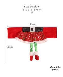 Détails de la housse de chaise jupe de Noël avec flocons verts et largeur de 46 cm