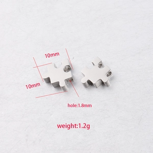 Perle puzzle en acier inoxydable poli pour création de bijoux avec trou de 1.8mm