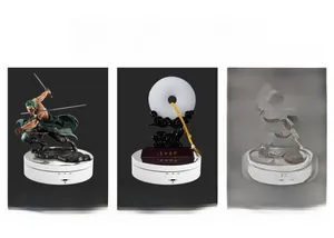 Electric rotating display stand showing figurines, jewelry, and cosmetics with R/L control