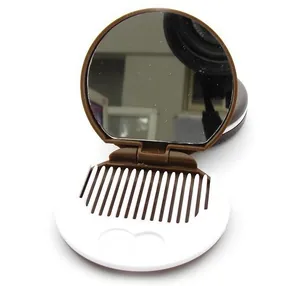 Mini chocolate cookie portable folding mirror and comb set for daily makeup touch-ups
