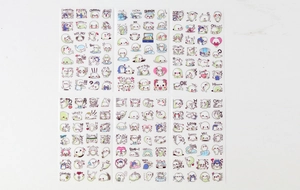 Set of 6 cute cartoon seal stickers for DIY planners with various white expressions