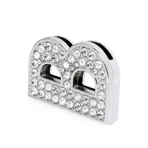 30mm silver chrome letter B slider charm with white rhinestones for DIY bracelet making