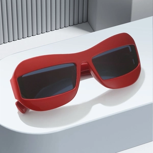 Cat Eye Sunglasses Wrap Around Wide Frame UV400 PC Plastic Mirrored Lens Y2K Hip Hop Punk Streetwear For Women Men