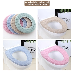 Washable universal toilet seat covers in four colors with thick knitted plush texture