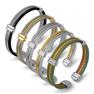 Twisted Cable Wire Bangle Bracelet Stainless Steel Braided Rope Open Cuff For Men Women Fashion Jewelry