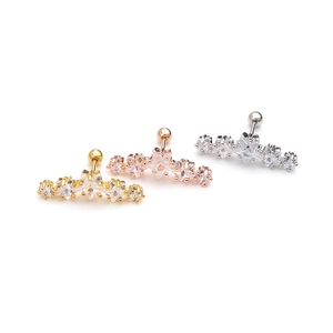 Pentagram zircon stud earrings in gold, silver, and rose gold with screw back closures