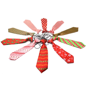 Set of 10 festive Christmas pet ties with holiday patterns and elastic straps for dogs