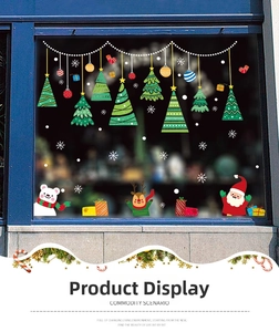 Detailed Christmas window stickers with Santa Claus, Reindeer and festive snowflake patterns