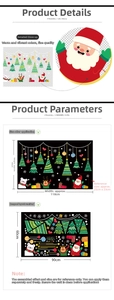 Detail view of 90x60cm Christmas wall stickers with Santa, reindeer and tree layout