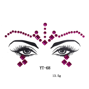Detailed view of pink face gem stickers model YT-68 for masquerade makeup decoration